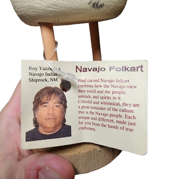 Navajo Indian hand carved painted Folk Art Signed Rooster wearing boots - Picture 7 of 11